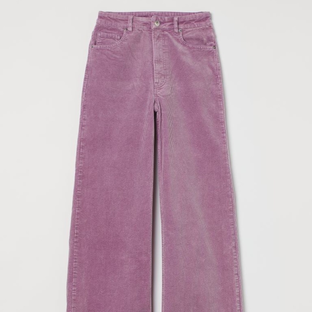 H&M Size 0 Purple Wide Leg Corduroy Pants